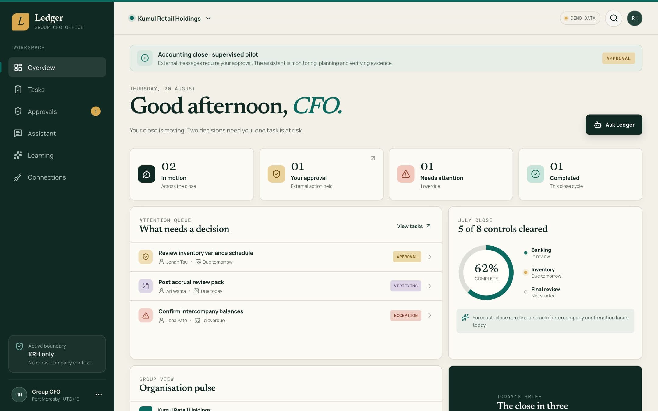 Group CFO office — Ledger — Group CFO assistant
